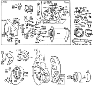 Electric Starter, Misc Elect Diagram and Parts List for 325431-0125-XX  Briggs and Stratton Engine
